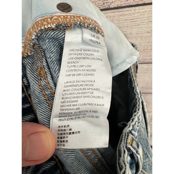 We the Free People Distressed Mineral Washed Straight Leg Jeans Womens 29 Blue - Picture 9 of 12